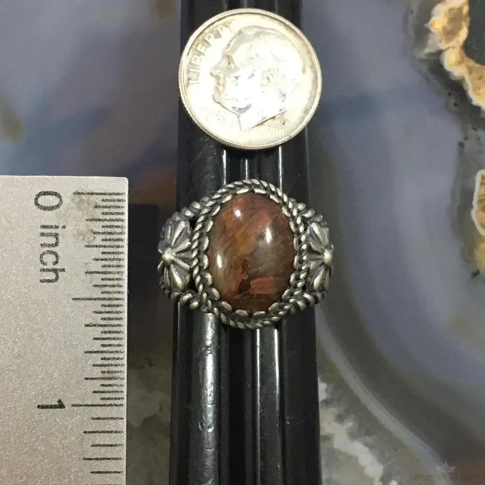 Carolyn Pollack Vintage Sterling Oval Brown Agate Decorated Ring For Women